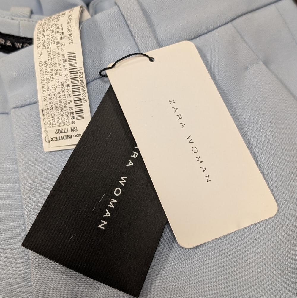Zara Woman Chino Fit Pants Size 2 Light Blue Tailored Slim Ankle - Picture 10 of 14